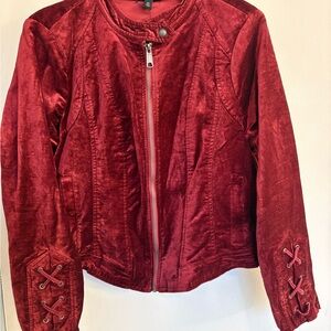 Torrid Women's Velvet Moto Jacket in Deep Red